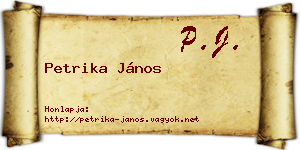 Petrika János névjegykártya