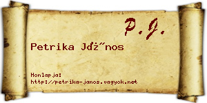 Petrika János névjegykártya